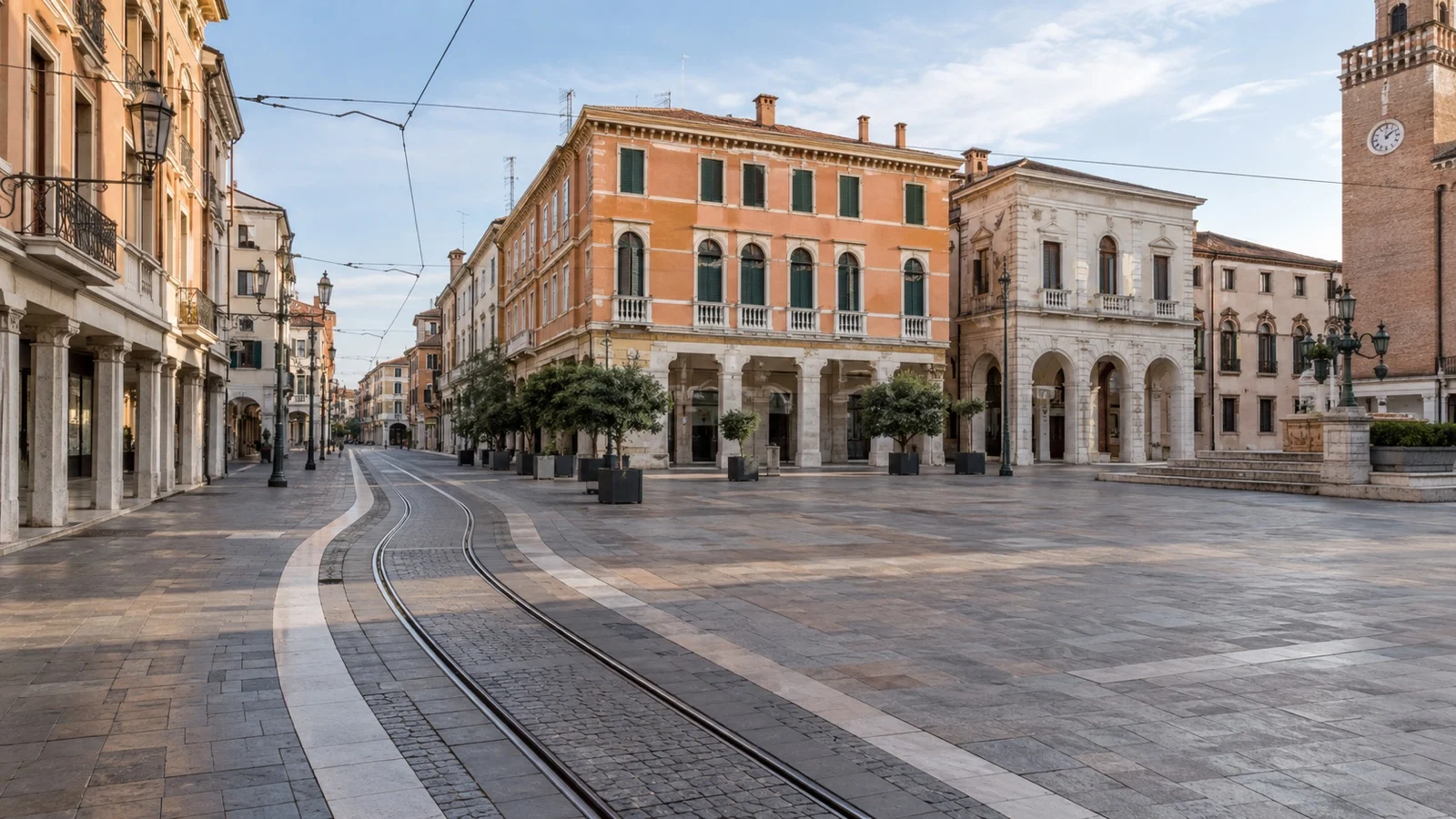 Central Mestre square and streets near Venice