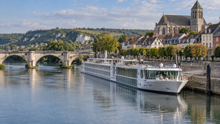 River cruise ship at Vernon on Seine