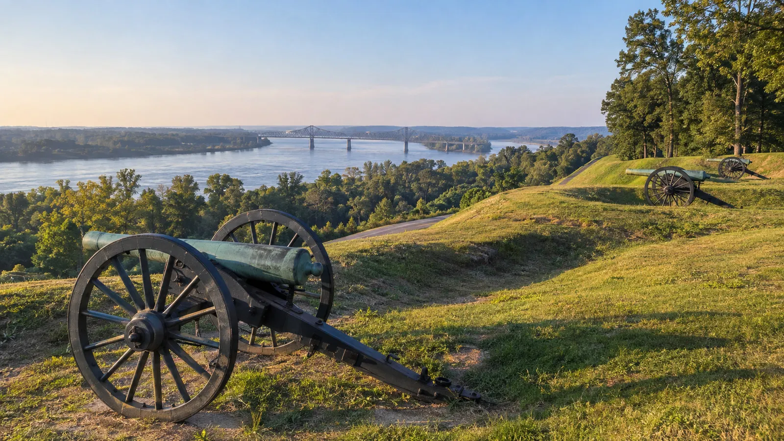 Cannon and landscape at Vicksburg National Military Park