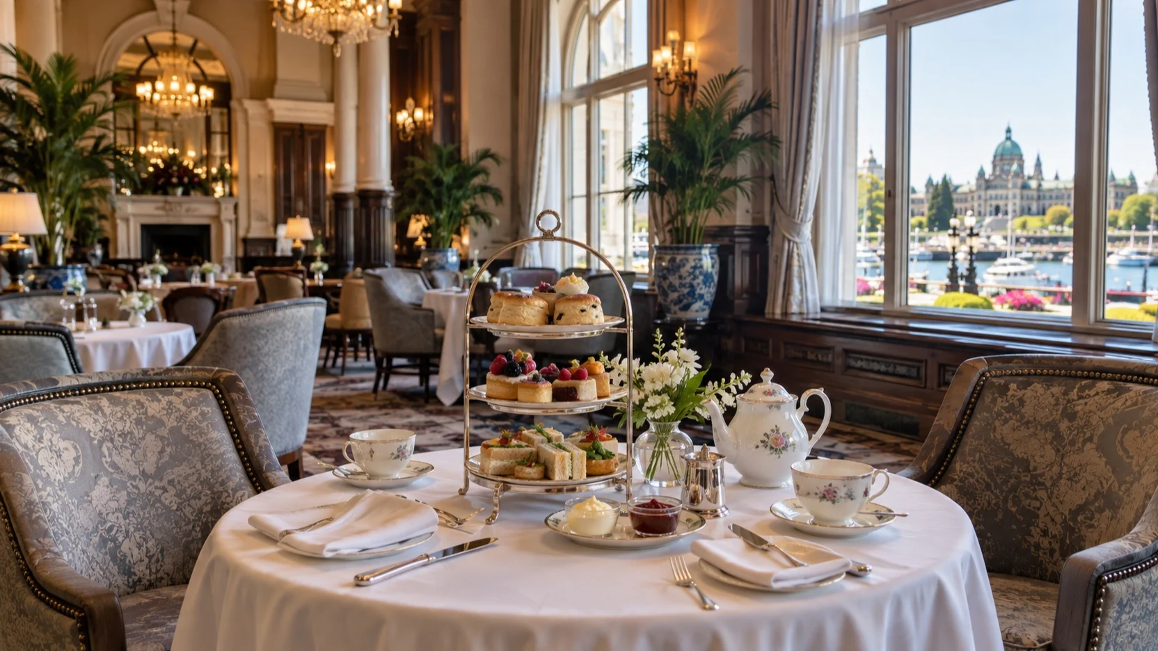 Afternoon tea service at Victoria's Fairmont Empress