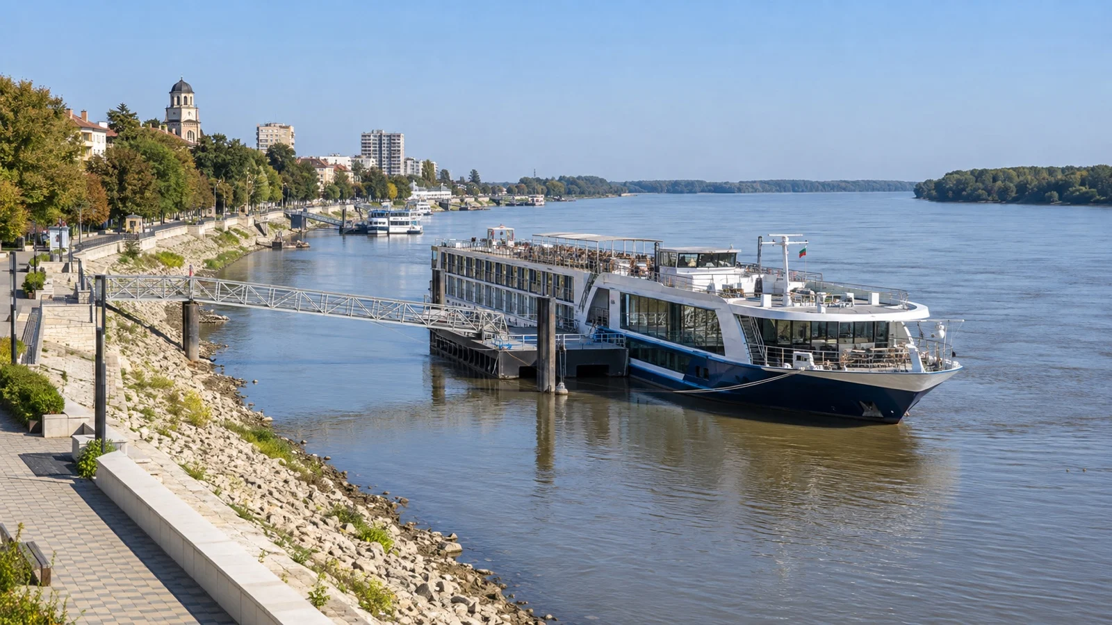 River cruise ship moored at Vidin on the Danube