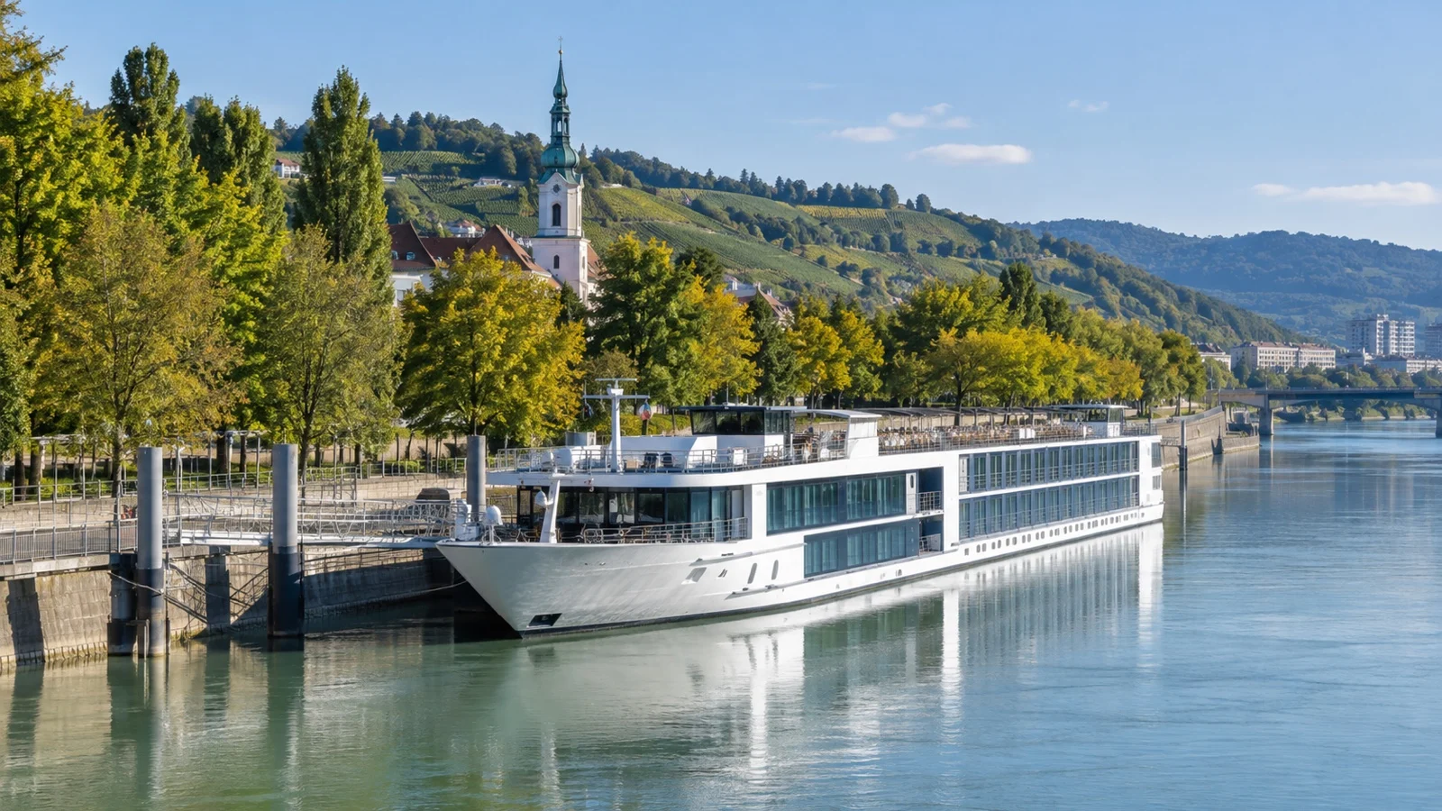 River cruise ship at Vienna Nussdorf berth
