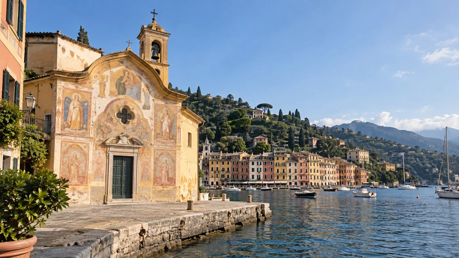 Chapelle Saint-Pierre frescoed exterior beside the harbor