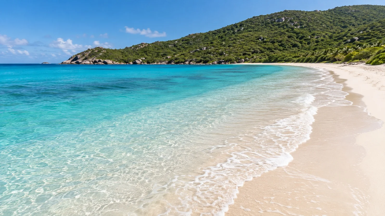 Empty Savannah Bay beach and clear water on Virgin Gorda
