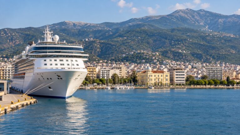 Cruise ship at Volos port beside the Pagasetic Gulf