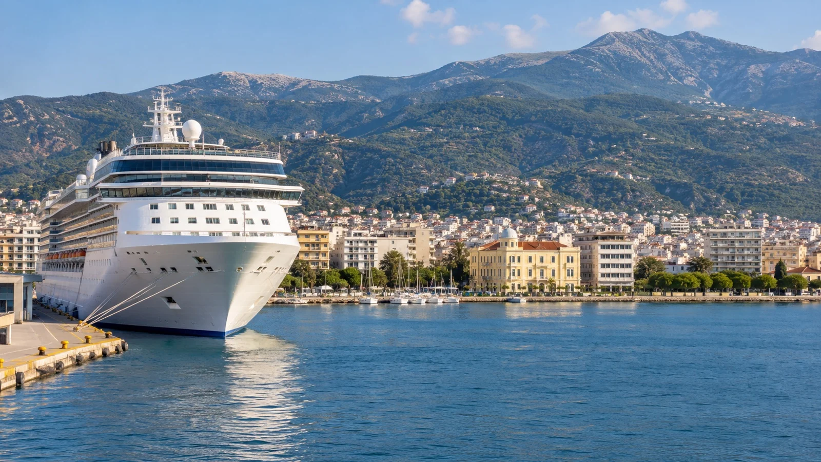 Cruise ship at Volos port beside the Pagasetic Gulf