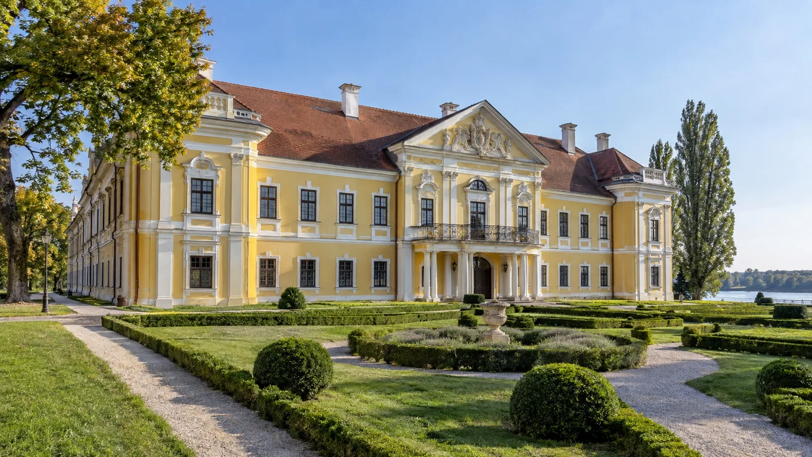 Yellow Baroque Eltz Palace, home to Vukovar City Museum