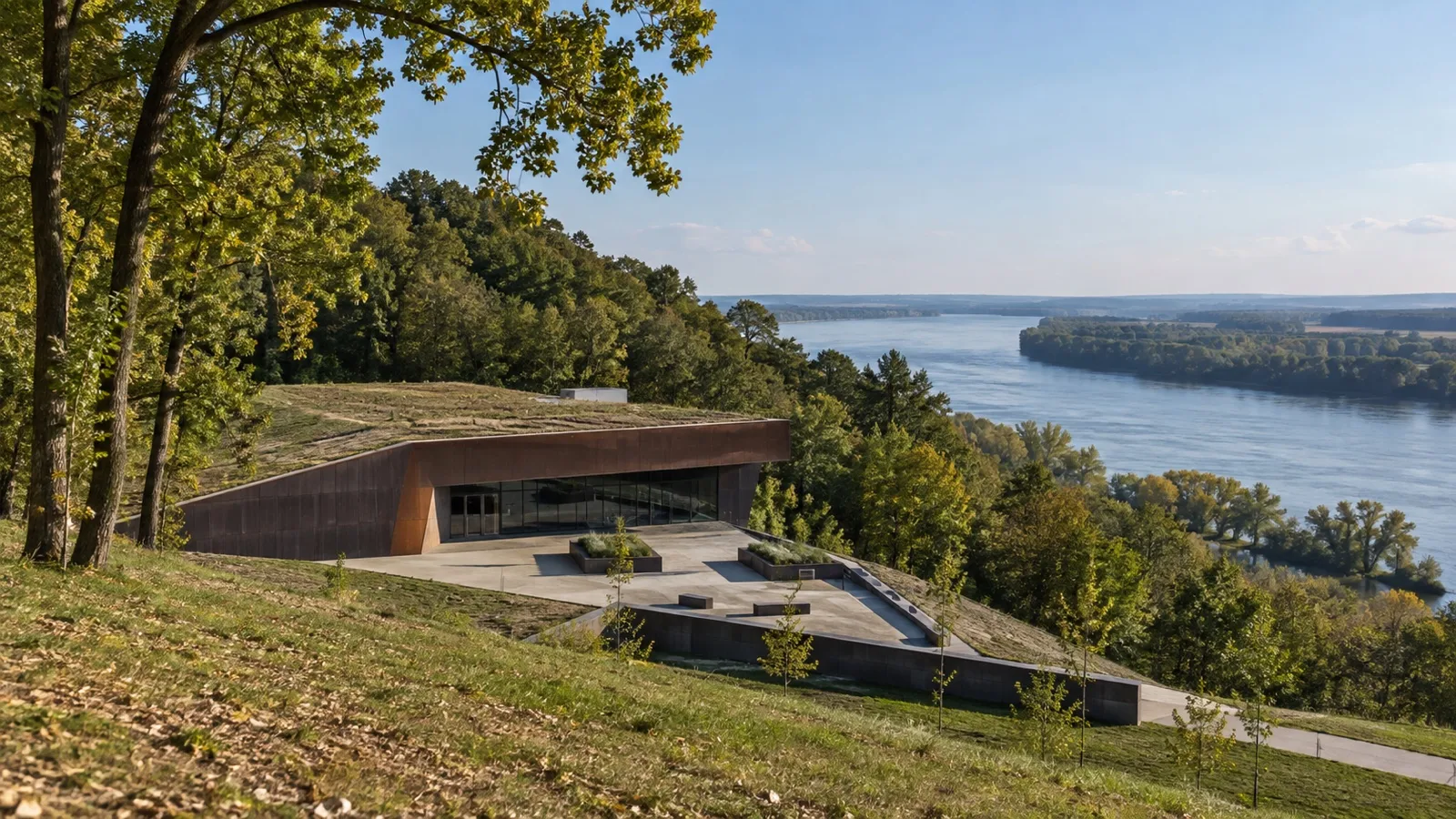 Vučedol Culture Museum overlooking the Danube near Vukovar
