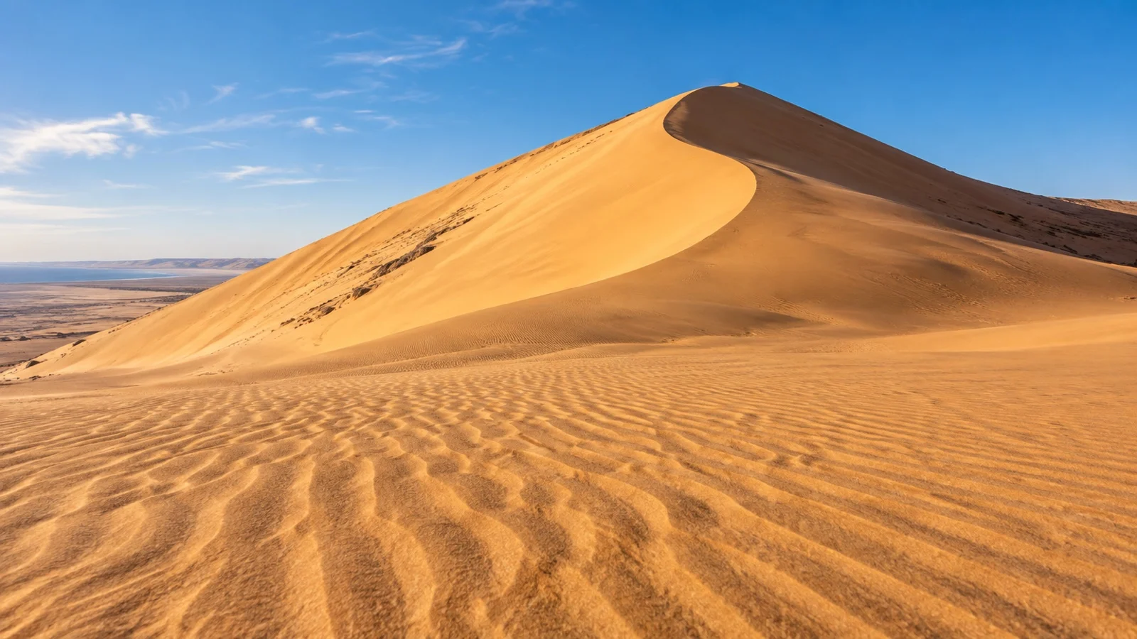 Wind-shaped sand on Dune 7 near Walvis Bay