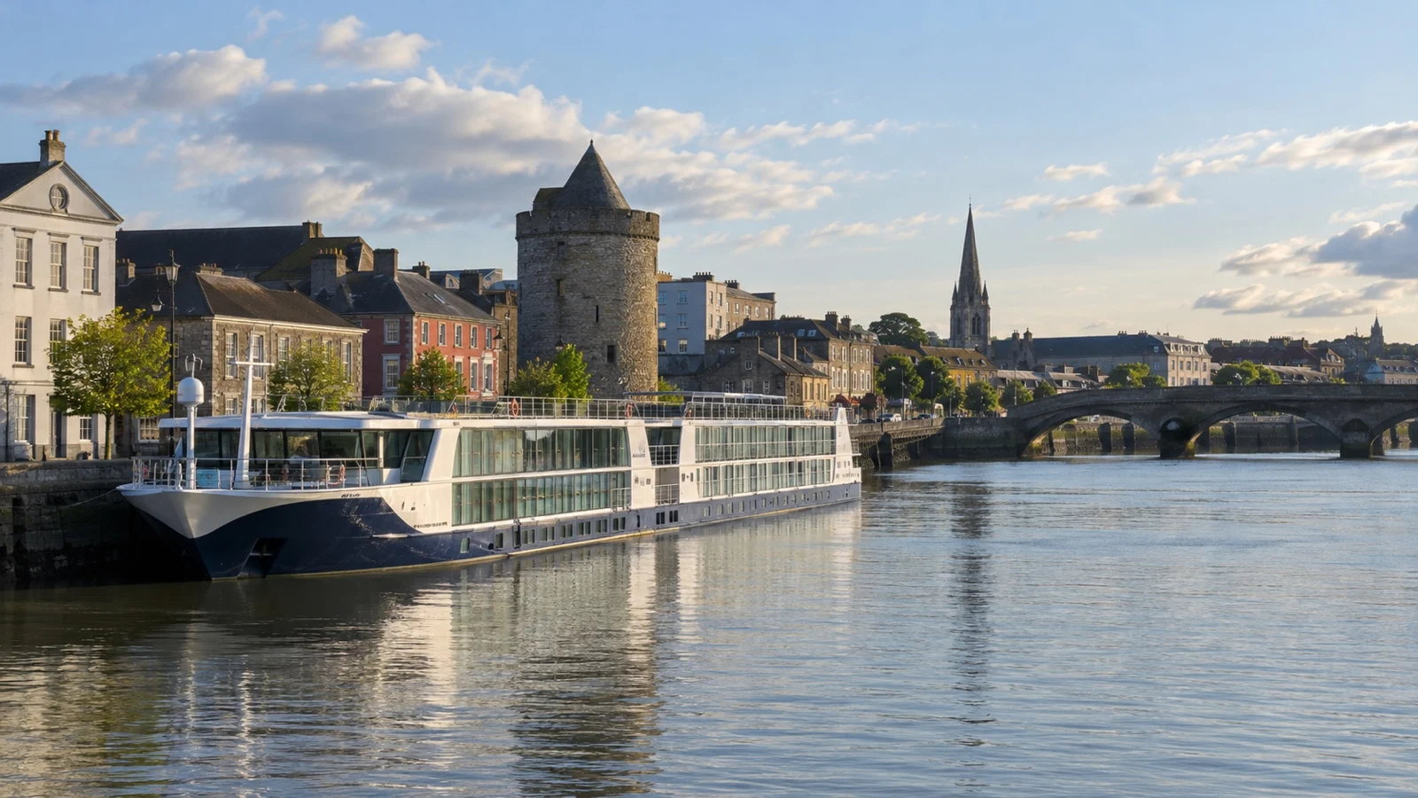 River cruise vessel at Waterford City Quays