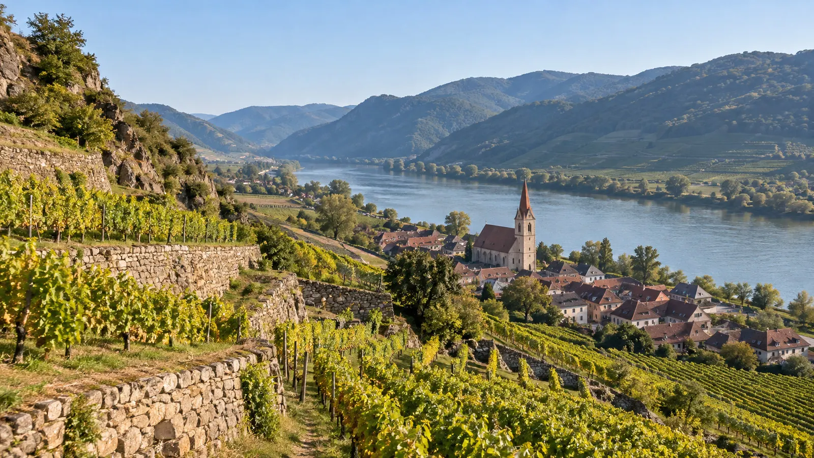 Wachau vineyard terraces above Weißenkirchen