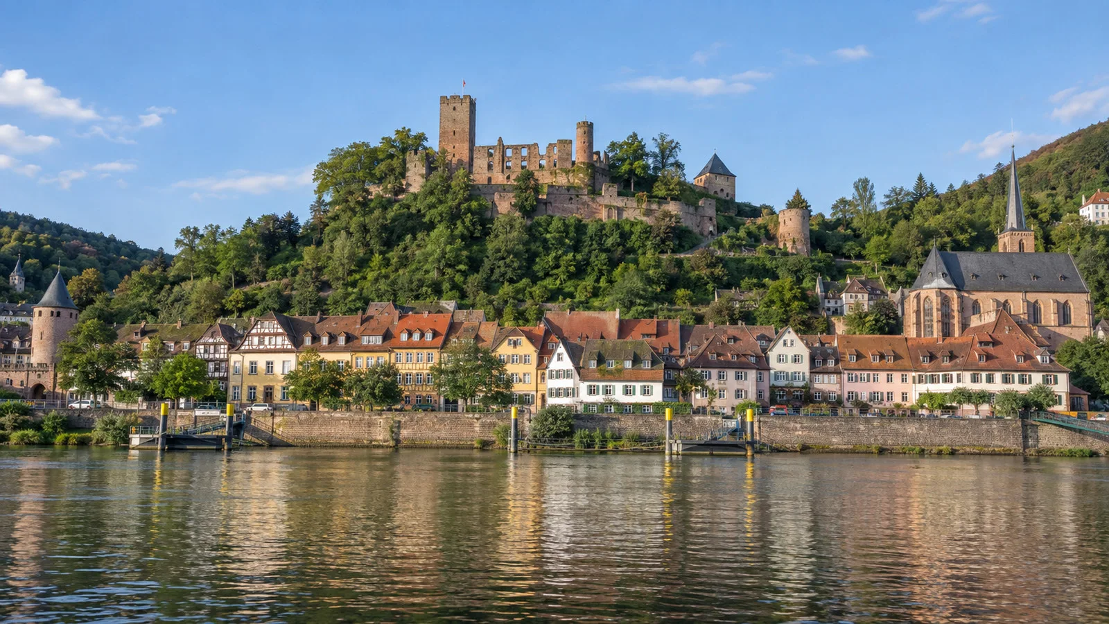 Historic Wertheim old town beneath the castle