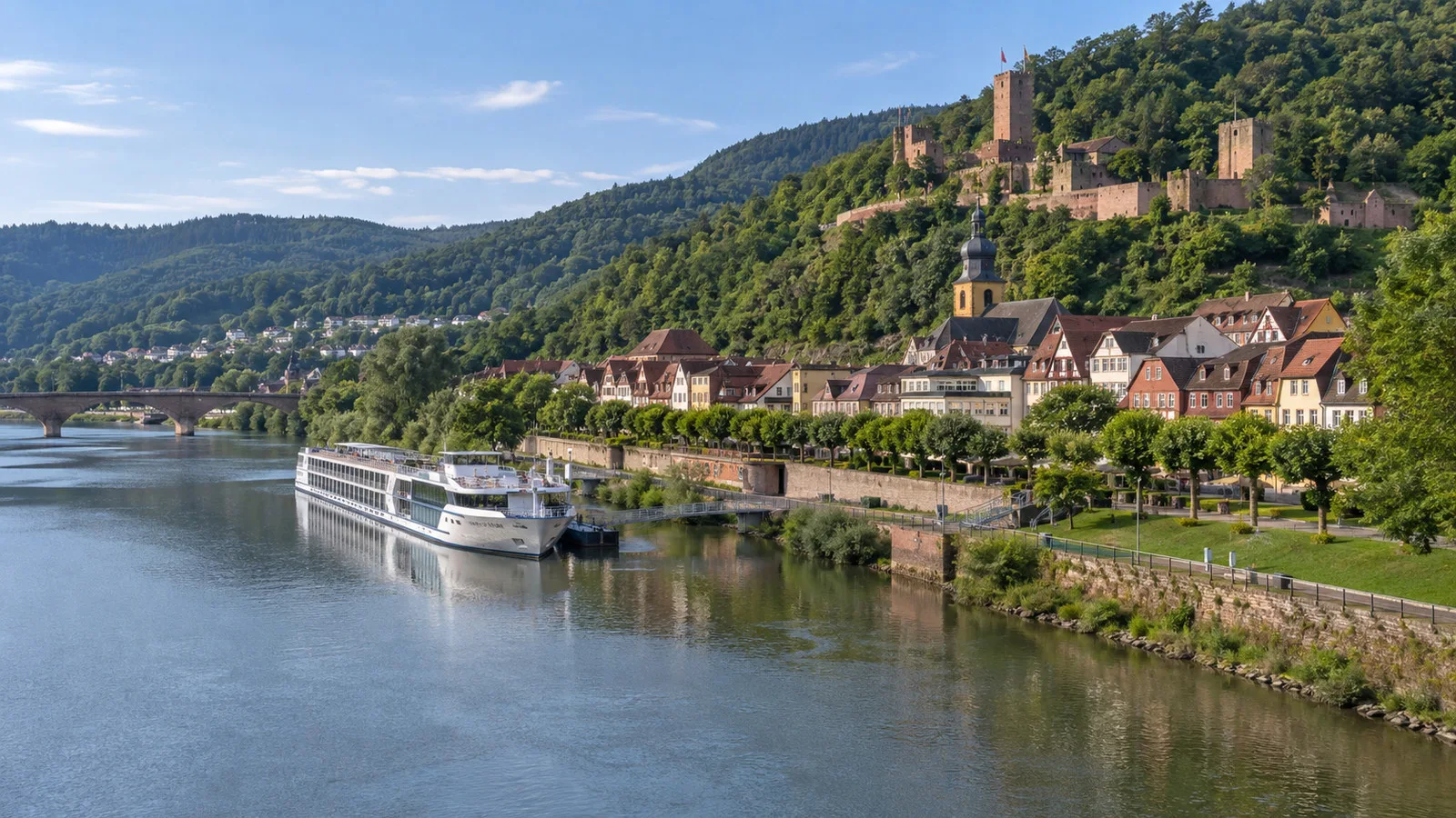 Riverfront and cruise port area at Wertheim, Germany