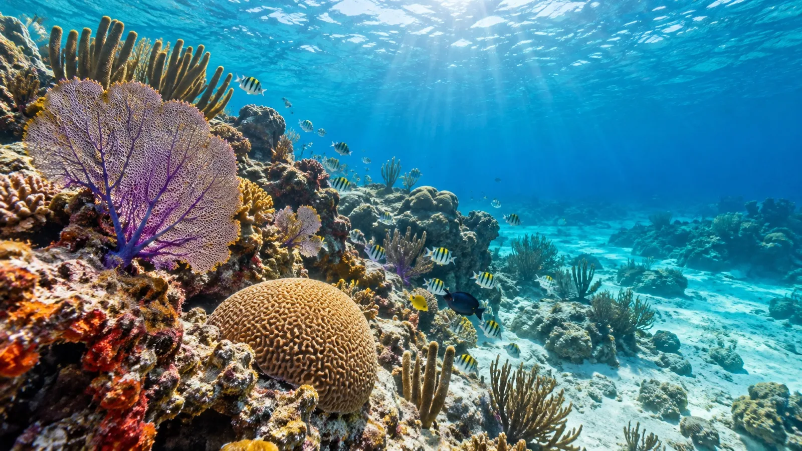 Coral reef in clear water off Cozumel
