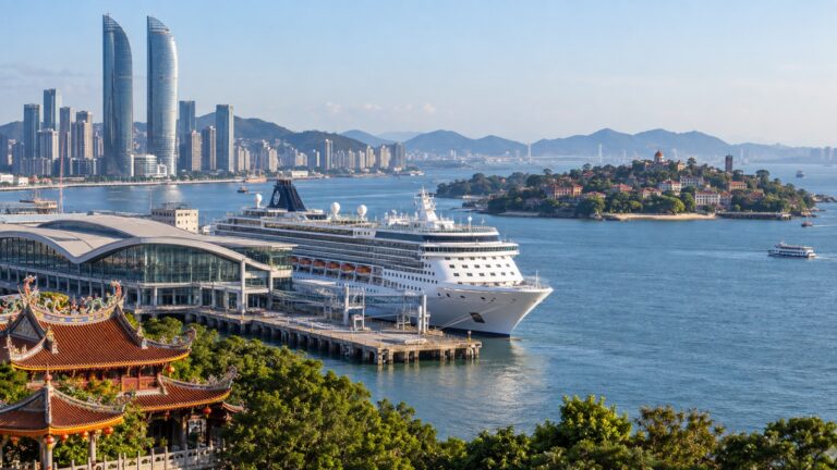 Cruise ship at Xiamen Dongdu international terminal