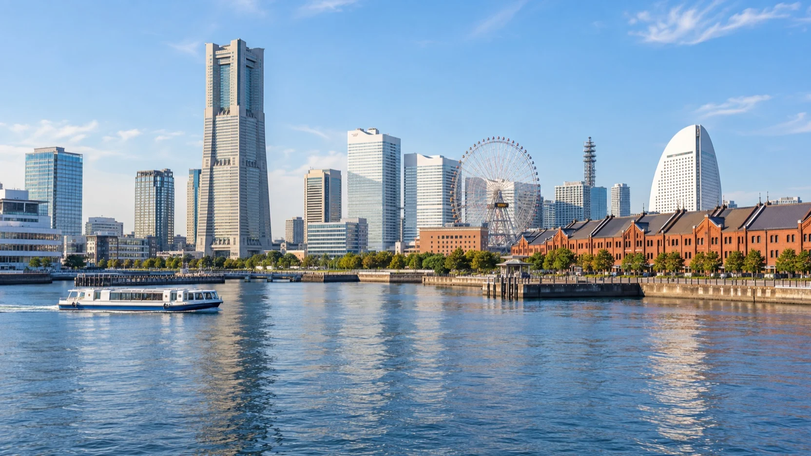 Yokohama waterfront tower district near the Red Brick Warehouse