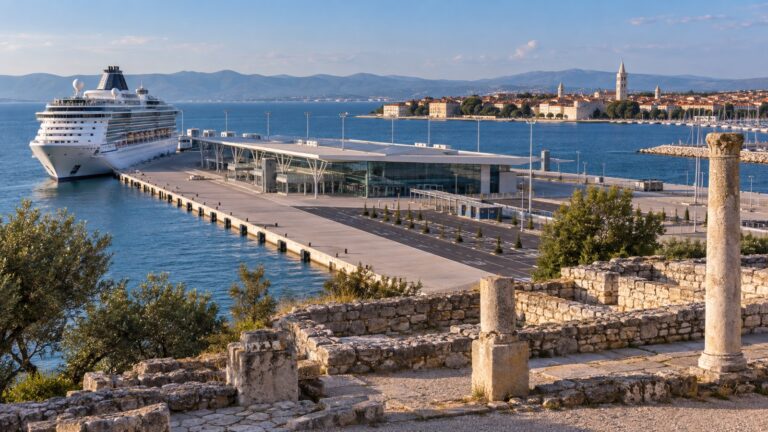 Cruise ship at Gaženica terminal near Zadar Croatia
