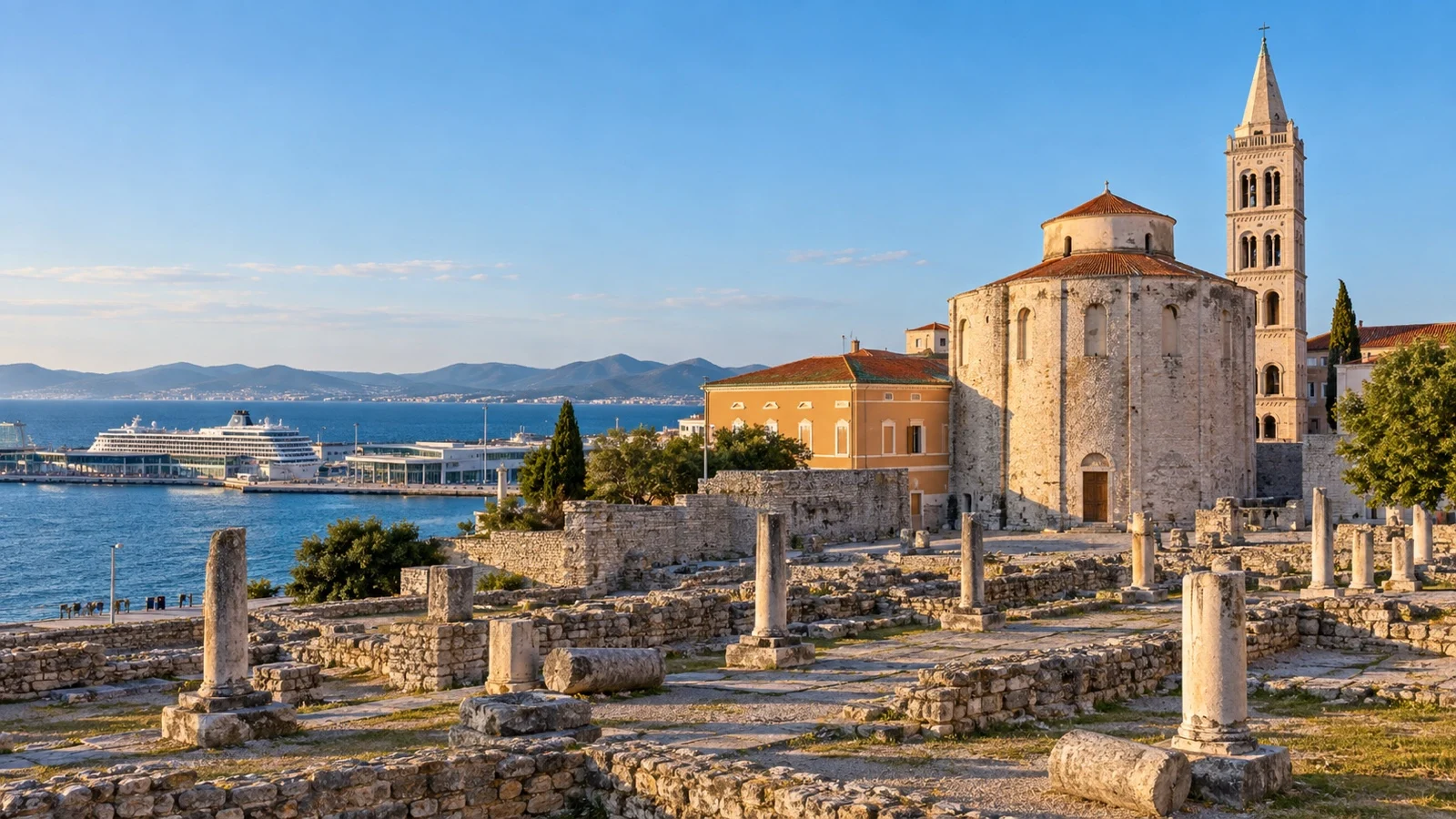Roman Forum ruins beside Saint Donatus Church in Zadar