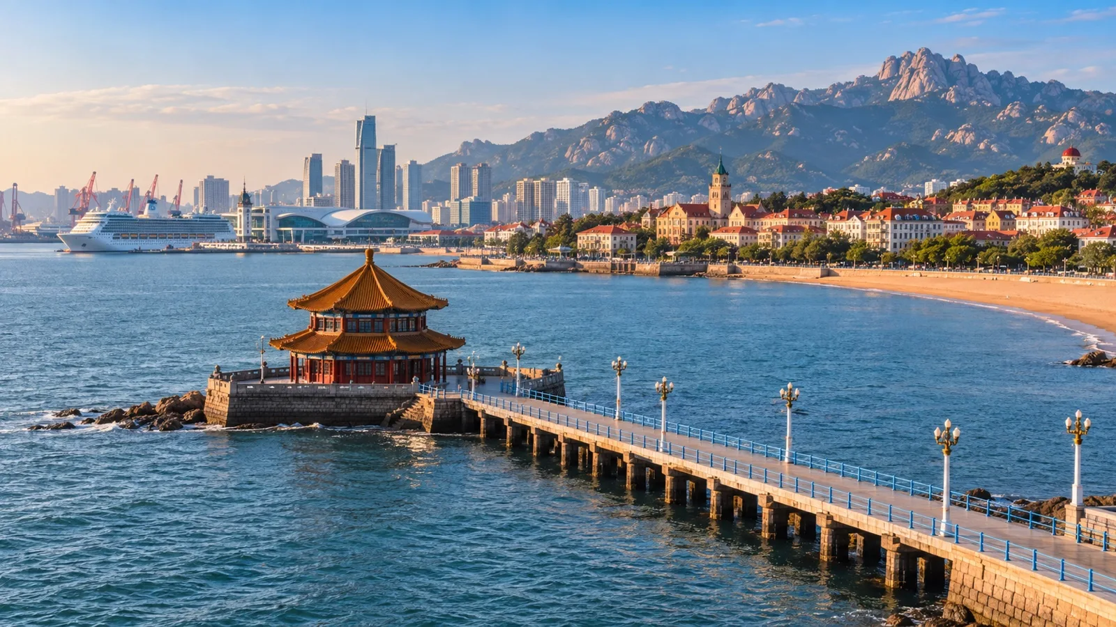 Zhanqiao Pier extending into the Yellow Sea at Qingdao