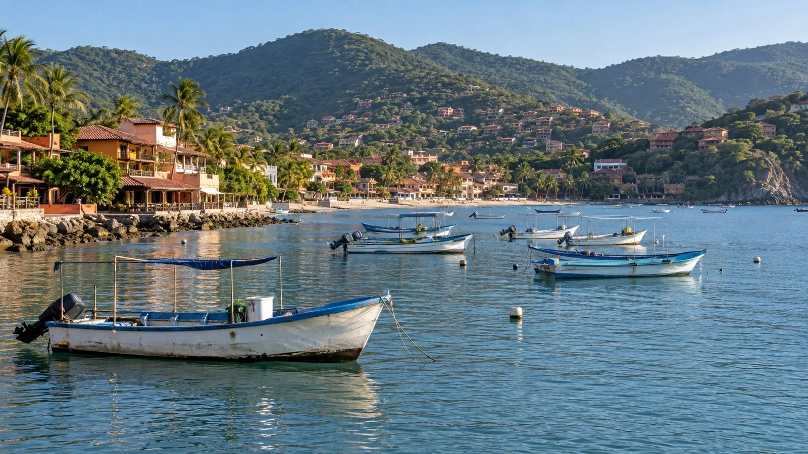 Fishing boats and waterfront in Zihuatanejo, Mexico